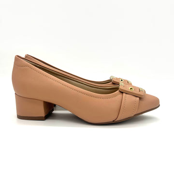 Modare 7340-133 Block Heel Pointy Toe Pump in Nude Napa